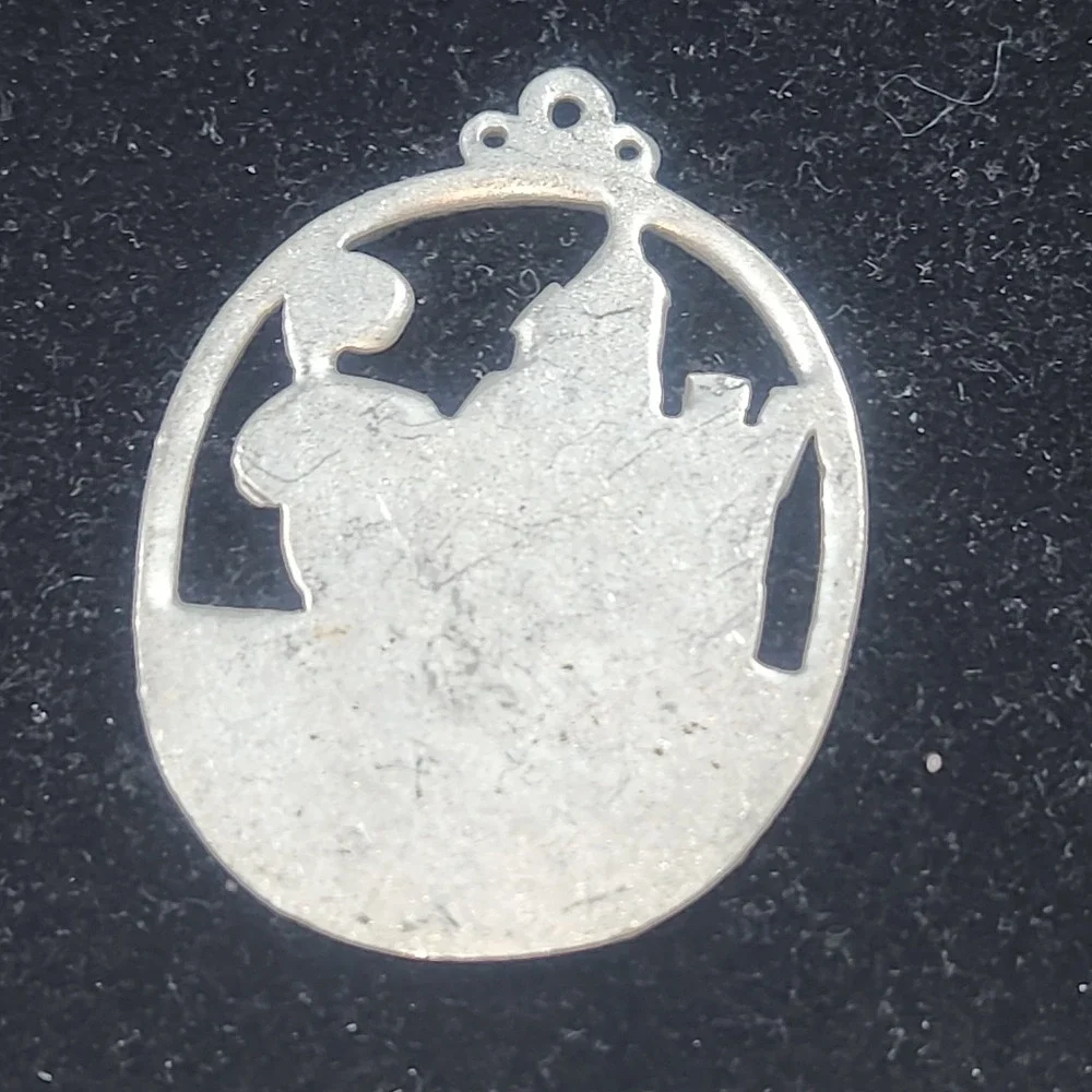 Vintage 1978‎ Humpty Dumpty Pewter Christmas Ornament Enameled Castle Wall 2.5